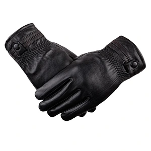 Man Winter Cycling Leather Gloves Windproof Outdoor Cycling Motorcycle Warm  Cashmere Men'S Leather Gloves Wholesale