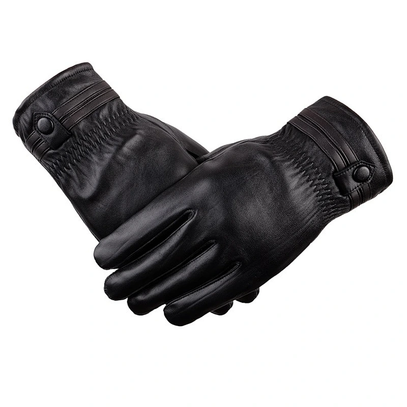 Man Winter Cycling Leather Gloves Windproof Outdoor Cycling Motorcycle Warm  Cashmere Men'S Leather Gloves Wholesale