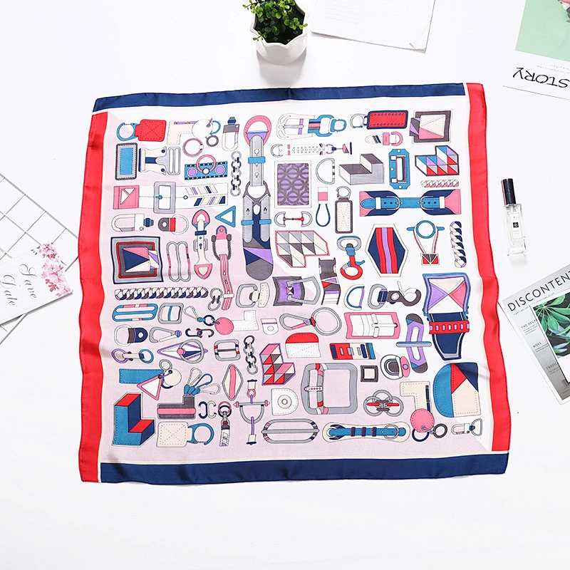 Creative graffiti-printed pattern square sunscreenscarf small fashion  square silk neck scarf