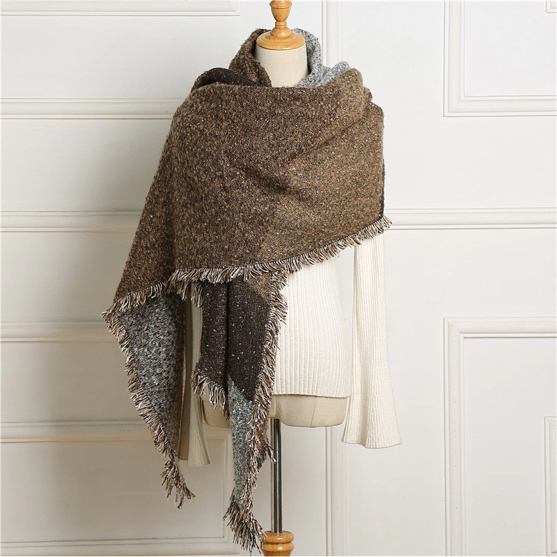 Simple Geometric Cashmere Scarf Women American Cloak Shawl Winter Warm New Scarf