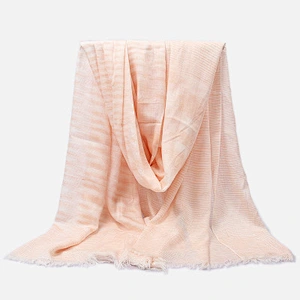 Spring and summer new style cotton and linen striped scarf short travel sunscreen beach scarf shawl