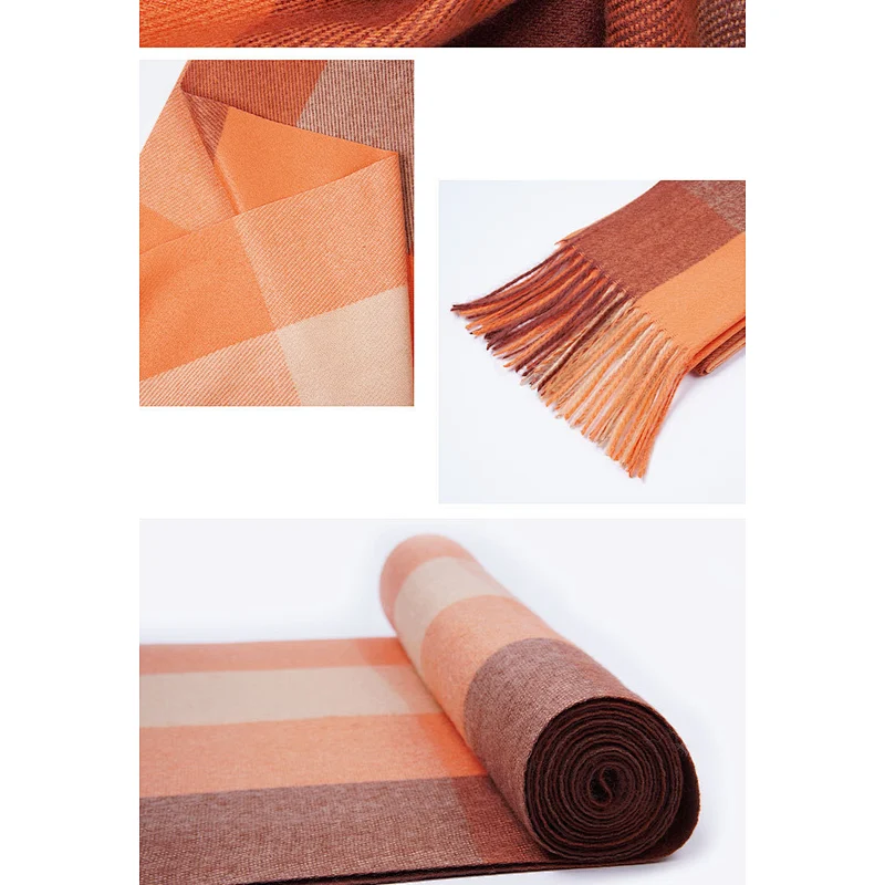 2020 New Plaid Stitching Cashmere Thick Warm Tassel Scarf Wholesale Literary Style Shawl