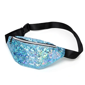 Laser Waist Packs Bags Women Pure Color Glass Sequins Fanny Pack Female Belt Bag PU Laser Chest Phone Pouch