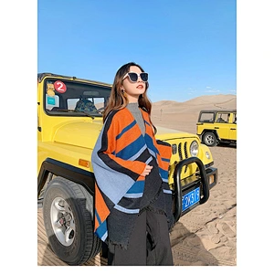 Wholesale Striped Scarf Women Korean Summer Desert Travel Shawl Thickened Cloak