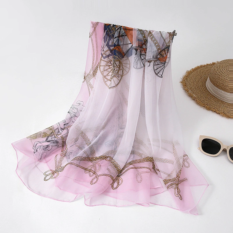 Wholesale new simulation silk scarf summer thin ice silk sunscreen shawl beach towel long scarf