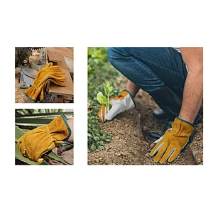 Flexible Grip Cowhide Working Gloves / Shrink Resistant Stretchable Leather Garden Working Safety Gloves
