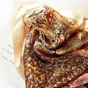 New tree printed silk sunscreensquare scarf women muslim small silk square neck scarf