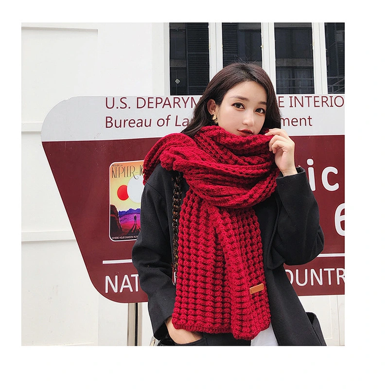 Korean Version 2021 Wool Scarf Women Autumn Winter New Wild Dual-Use Thickened Warmth Student Ins Girl Shawl