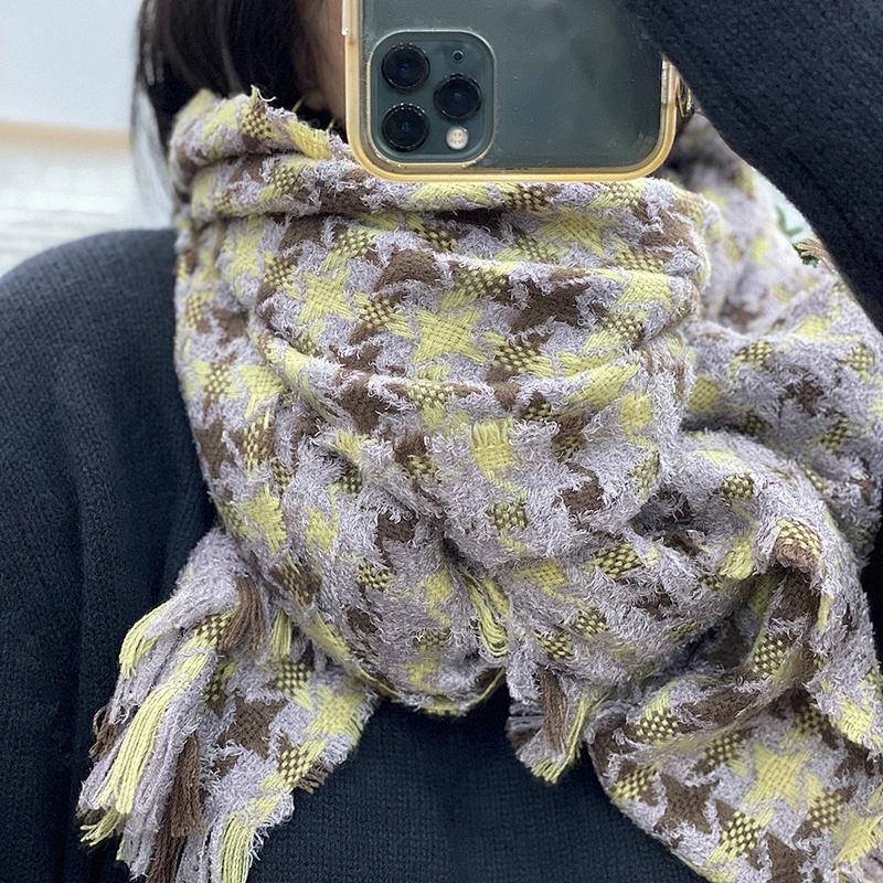 American Style Feather Yarn Scarf Women Shawl Winter Wild Star Retro Scarf Thick Warm Scarf