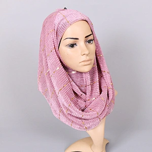 2020 Fall New Ladies Scarf Corduroy Sequined Scarf Headscarf Islamic Hijab Autumn Winter Headscarves