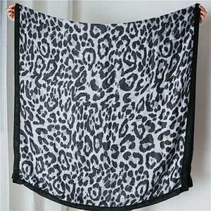 Autumn Winter Cotton And Linen Scarf Sexy Leopard Print Black Edge All-Inclusive Thick Double-Sided Big Shawl
