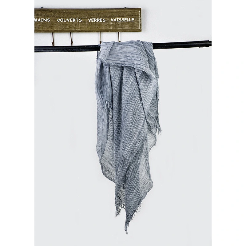 Pure Cotton Big Folds Rough Texture Dirty Dyed Scarf Literary Style Retro Shawl Female