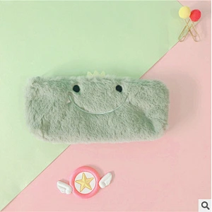 Korea Creative Dinosaur Park Plush Round Pencil Case Ins Cartoon Cute Stationery Pencil Bag