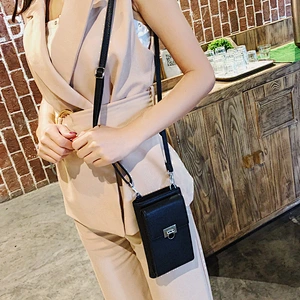 New Style Ladies Wallet Vertical Lychee Pattern Diagonal PU Mobile Phone Wallet Bag
