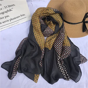 New outdoor shading scarves color matching thin section printing summer polyester sunscreen shawl scarf