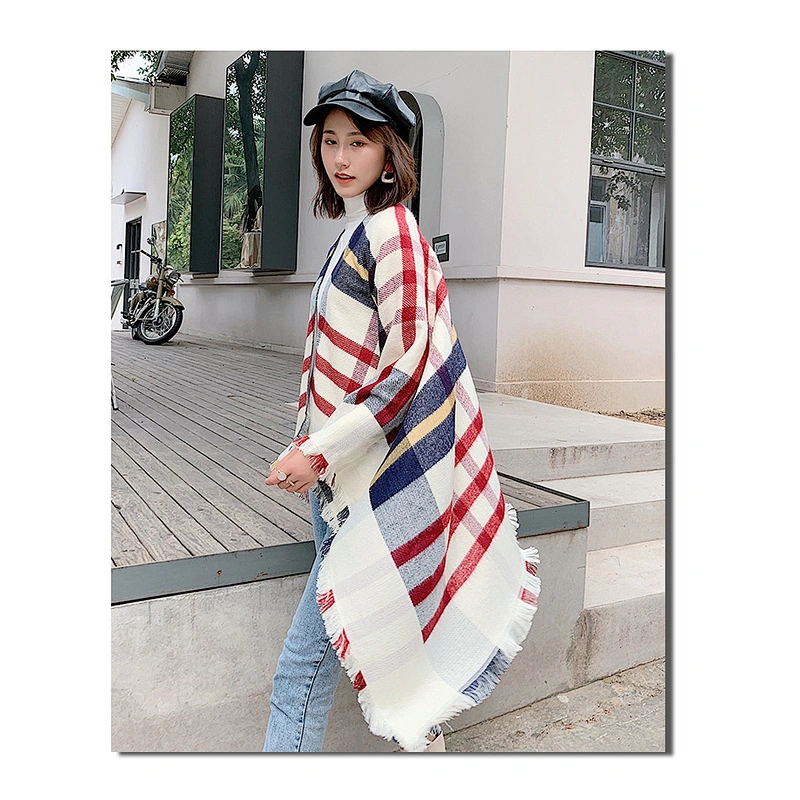 Striped Fashion Autumn Warm Scarf European American Ethnic Wind Shade Sunscreen Cloak Shawl