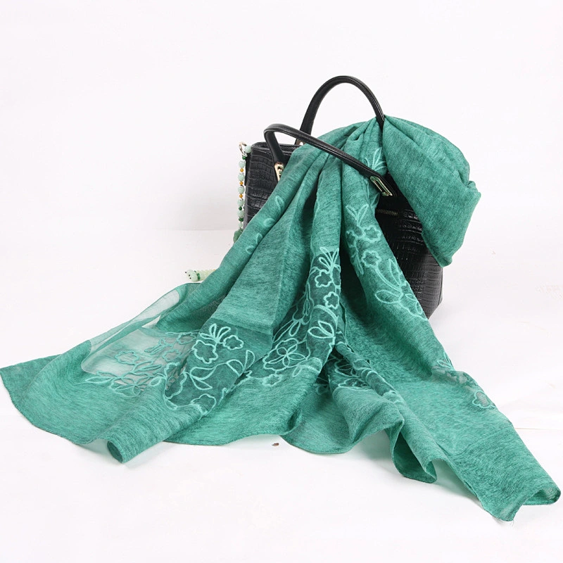 Outdoor indoor dual-use embroidered fashion soft scarf shawl woman acrylic shawl embroidery designs
