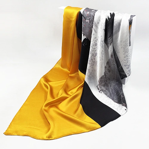 Autumn Winter New Style Maple Leaf Pattern Silk Scarves European American Large Square Silk Scarves Shawl
