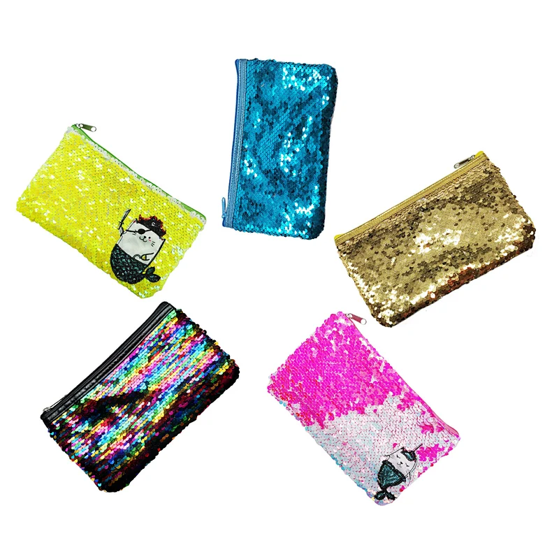 Custom Flip Reversible Sequin Girls Shiny Cosmetic Pouch Glitter Coin Purse Makeup Bags For Girls