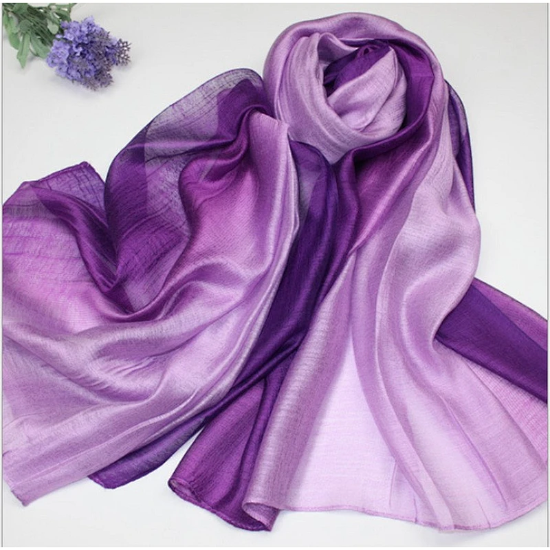 New silkworm silk gradient scarf silk cotton long scarf shawl female spring and autumn scarf