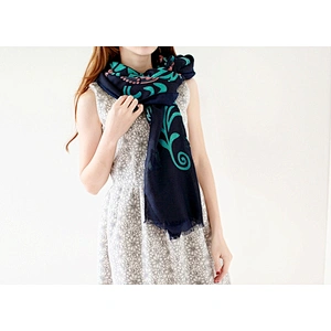 Classic Scarf Sunflower Vine Pattern Chinese Style Scarf Supersized Twill Cotton Shawl Scarf