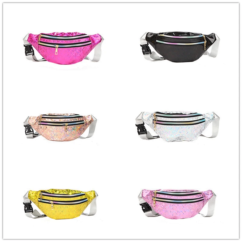 2020 Fashion Hologram PU Laser Waist Bags Fanny Pack Travel Purse Outdoor Sport Belt Bag For Ladies Women