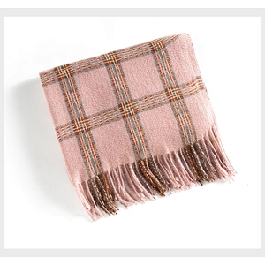 Plaid Scarf Thickened Warmth In Winter, Cashmere Scarf Female Western Style Scarf Shawl