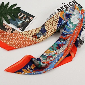 Feather printed silk square sunscreenscarf 90CM wholesale summer scarves silk satin scarf