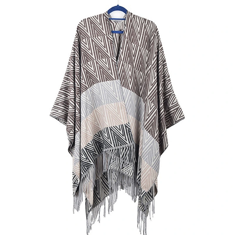 Factory Direct 2020 New Geometric Cloak Shawl European American Fringed Dual-Use Shawl Blanket