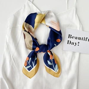 Original Spring Autumn New Digital Printing Small Square Scarf Korean Western Fashion Thin Silk Scarf Women