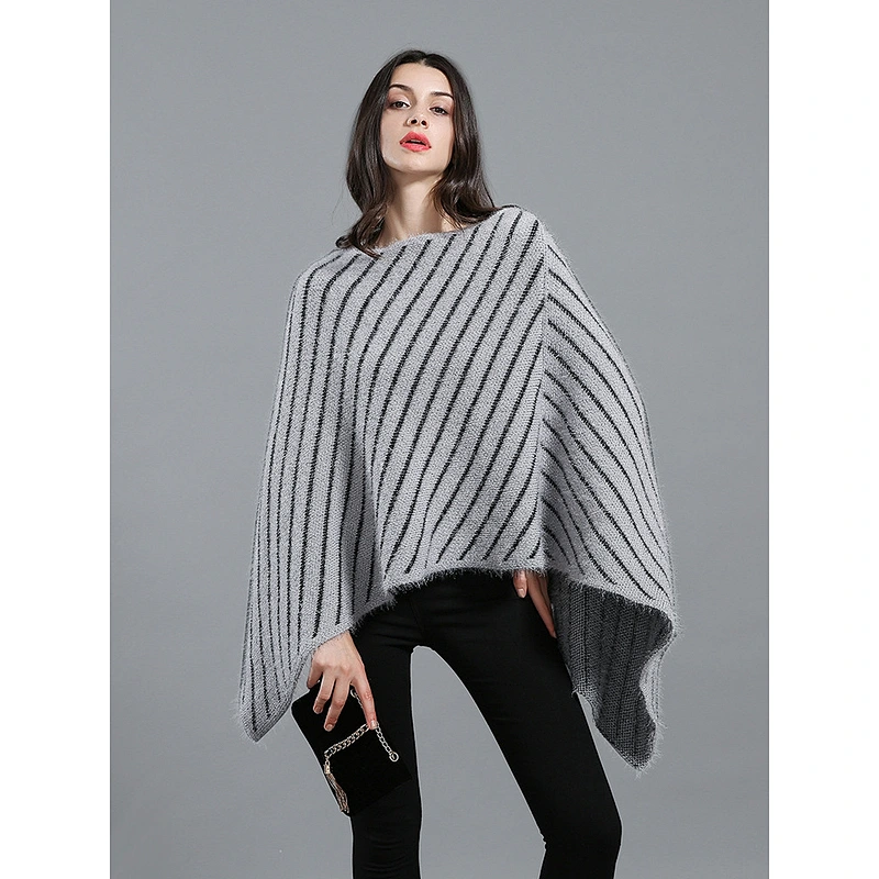 Wholesale Winter Scarf Striped Lady Travel Shawl Cashmere Ethnic Thick Cloak