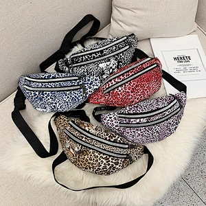 Fashion Wholesale Women Leopard Fanny Pack Pu Leather Street Wear Hip Pack Leopard Fanny Pack