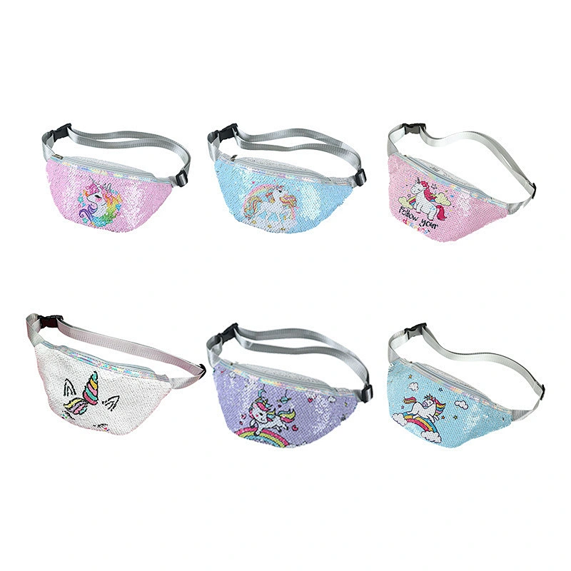 New Design Women Crossbody Bag Reversible Sequin Glitter Fanny Pack Ladies Outdoor Sports Unicorn Waist Bag For Girls