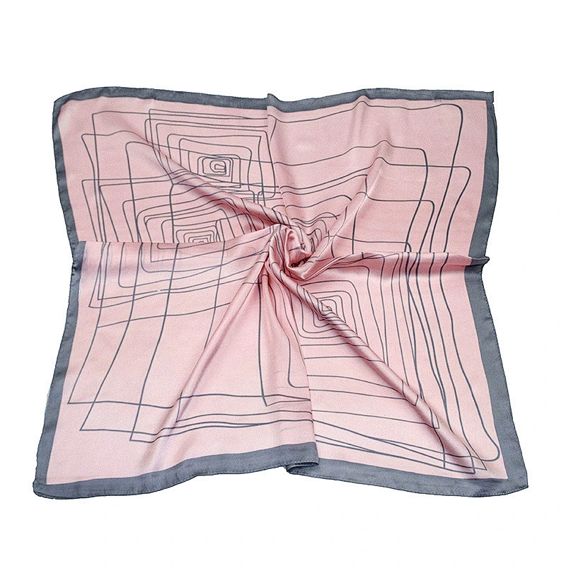 70cm Small Square Scarf Silk Lady Silk Style Striped Polka Dot Professional Decoration Bag Printing Small Scarf