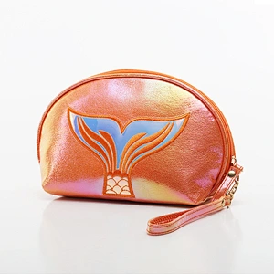 Fashion Travel Cosmetic Bag Women Makeup Bag Organizer Fishtail Leather Zipper Handbags Cosmetic Bag