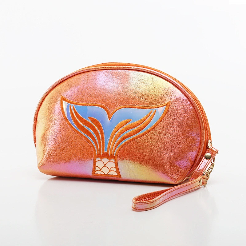 Fashion Travel Cosmetic Bag Women Makeup Bag Organizer Fishtail Leather Zipper Handbags Cosmetic Bag