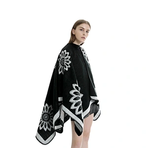New Fashion European American Style Flower Pattern Cashmere Warm Shawl