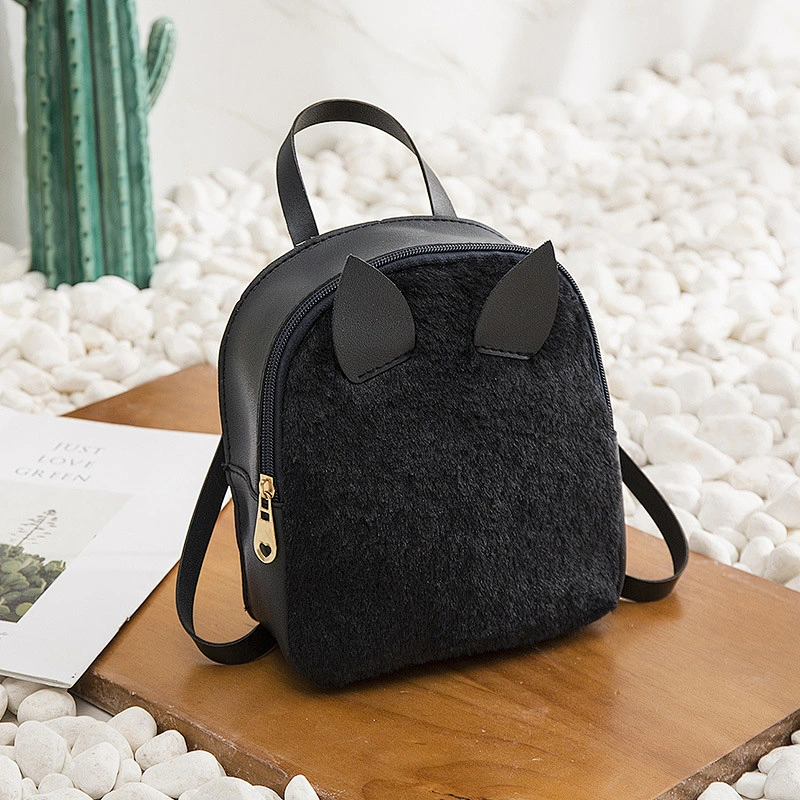 2020 Winter Pink Rabbit Kids Leather Backpack Adjustable Strap Mini Shoulder Bag Girl Plush Backpack