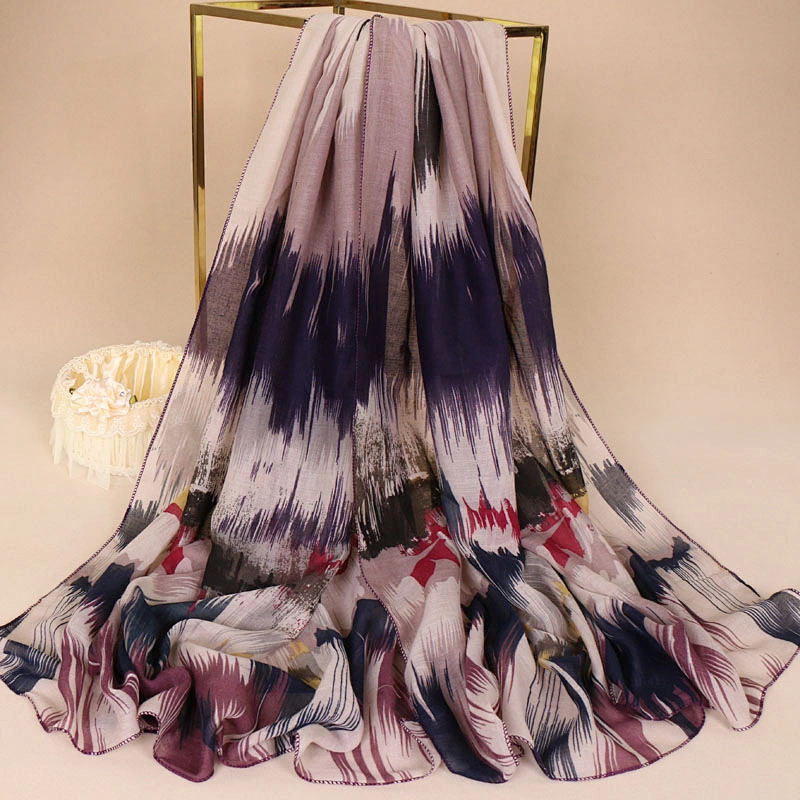 Encrypted Bali Yarn Graffiti Printed Sunscreen Shawl Scarf Women Voile Fabric Scarf Muslim Hijab
