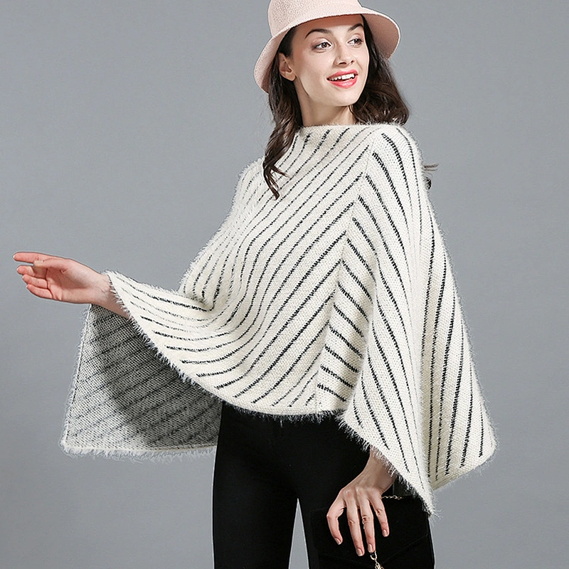 Wholesale Winter Scarf Striped Lady Travel Shawl Cashmere Ethnic Thick Cloak