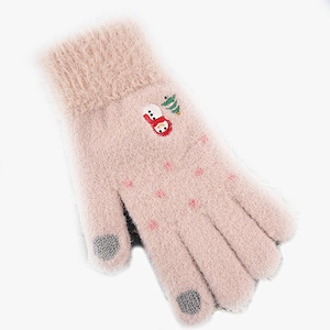 2020 Wholesale New Style Knitted Gloves Women Winter Thickened Warmth Mink Wool Christmas Touch Screen Gloves