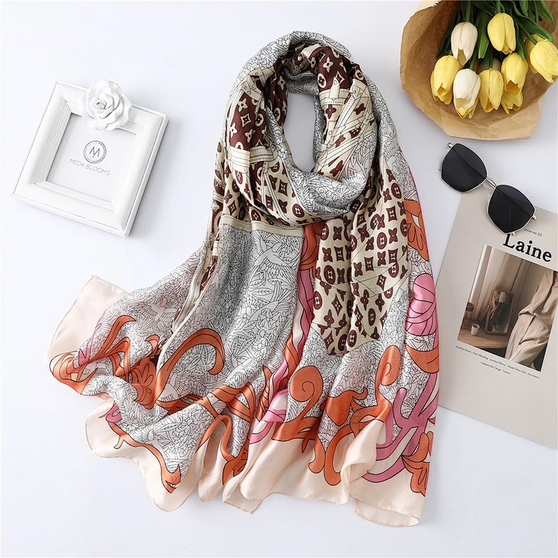Ladies decorative fashion printing sunscreen shawl scarf colorful hangzhou imitated silk scarf