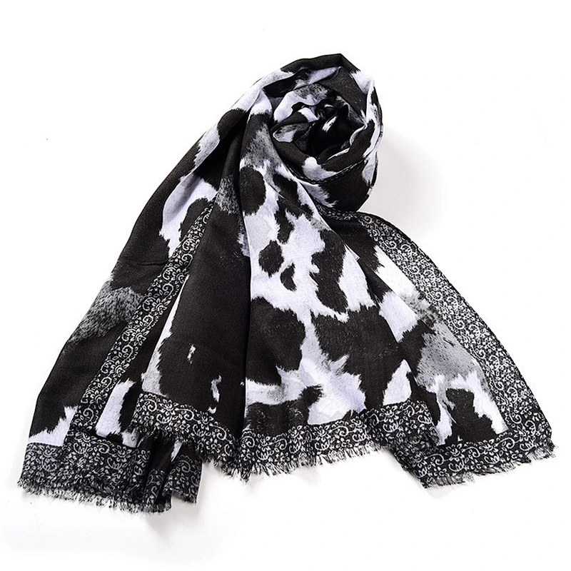 Autumn new cotton leopard print scarf female thick section decorative printing tassel sunscreen shawl scarf