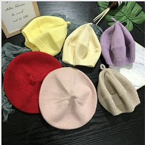 Adult Fashion Knitted Beret Hats Female Shopping Wild Knit Painter Hat Literary Sweet Cute Knitted Hats