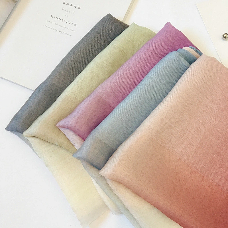 Summer and autumn gradient color thin scarf female wild sunscreen organza scarf air conditioning shawl