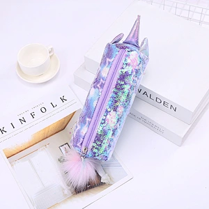 New Unicorn Student Pencil Case Rainbow Sequins Colorful Cartoon Pencil Case Stationery Storage Bag