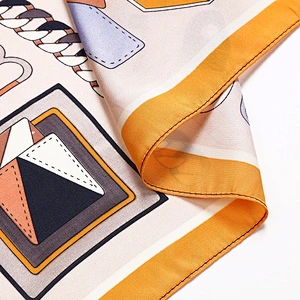 Creative graffiti-printed pattern square sunscreenscarf small fashion  square silk neck scarf