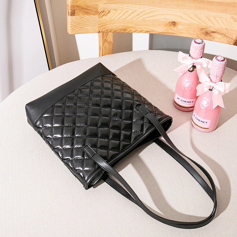 New Style Black Tote Bags Textured Handbag Ladies Wild Single-Shoulder  Bag Foreign Style Bag