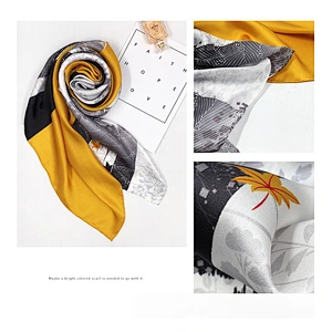 Autumn Winter New Style Maple Leaf Pattern Silk Scarves European American Large Square Silk Scarves Shawl