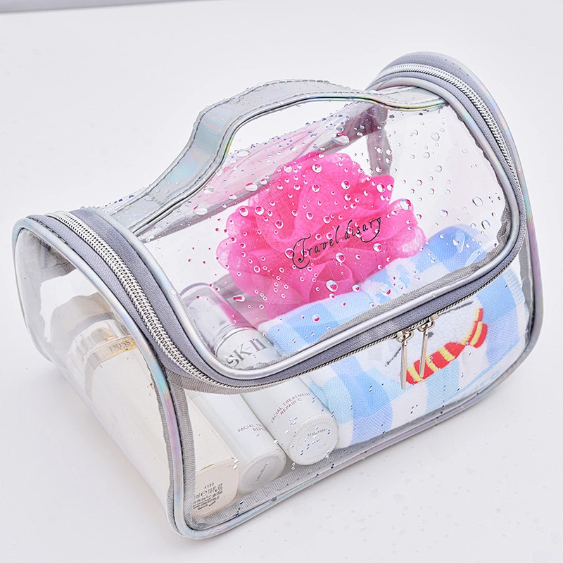 New Design Wholesale Popular PVC Eco Friendly Transparent Waterproof Handbag Big Capacity Makeup Cosmetic Bag